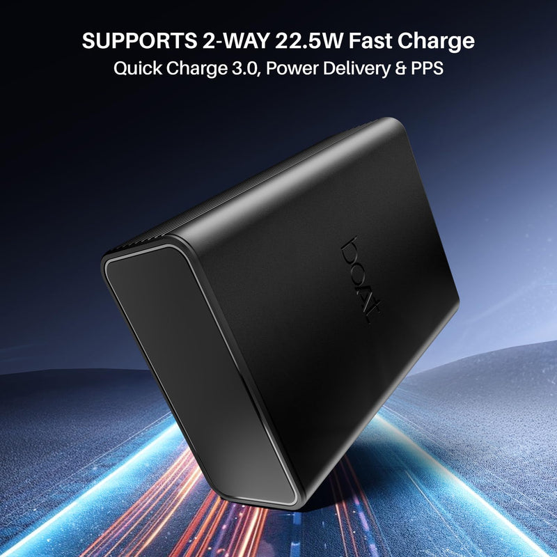 boAt boAt Energyshroom PB400 Pro 20000 mAh 22.5W Pocket Size, Compact Power Bank, Fast Charging (2X Output Ports, Supports Android, iPhone, Tablets, Earbuds, etc.) (Carbon Black) Black Compact - image 3