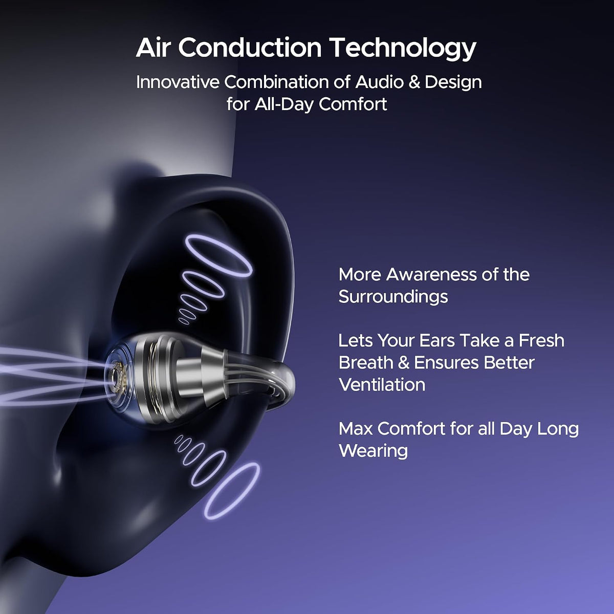 boAt Airdopes Loop OWS Earbuds w/Clip-On Fit, Air Conduction Tech, 50HRS Battery, 4Mics ENx, Dual EQ Modes, 12mm Drivers, 40ms Latency, ASAP Charge, OWS Ear Buds Earphones(Cool Grey)