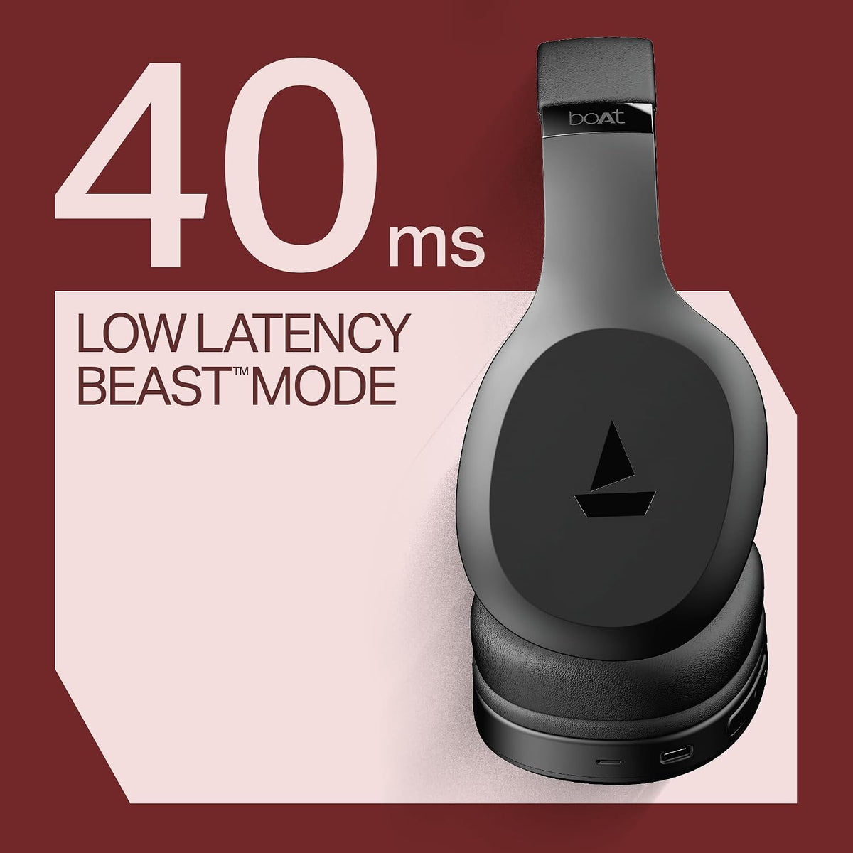 boAt Rockerz 412, 60H Battery, 40Mm Drivers, 40Ms Low Latency, ENx Tech, Stream Ad Free Music via App Support, Bluetooth Headphones, Wireless Over Ear Headphone with Mic (Active Black)