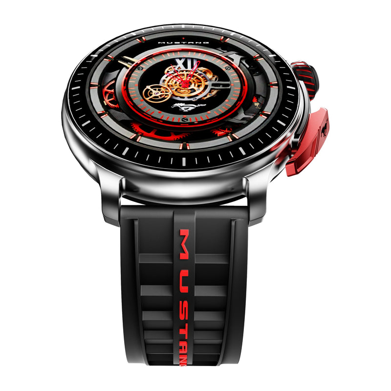 GOBOULT GOBOULT Mustang Racer Smart Watch 1.43'' AMOLED Display, Rotating Bezel, BT Calling, 150+Watchfaces, 500 Nits Brightness, AI Voice Assistant, SpO2 Monitoring, 120+ Sports Mode (Black Blaze) - image 1