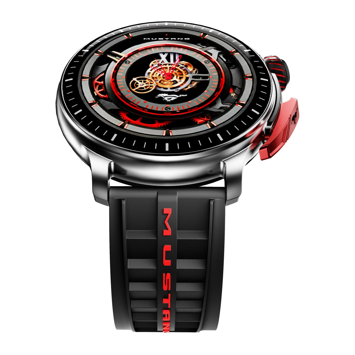GOBOULT GOBOULT Mustang Racer Smart Watch 1.43'' AMOLED Display, Rotating Bezel, BT Calling, 150+Watchfaces, 500 Nits Brightness, AI Voice Assistant, SpO2 Monitoring, 120+ Sports Mode (Black Blaze) - image 1