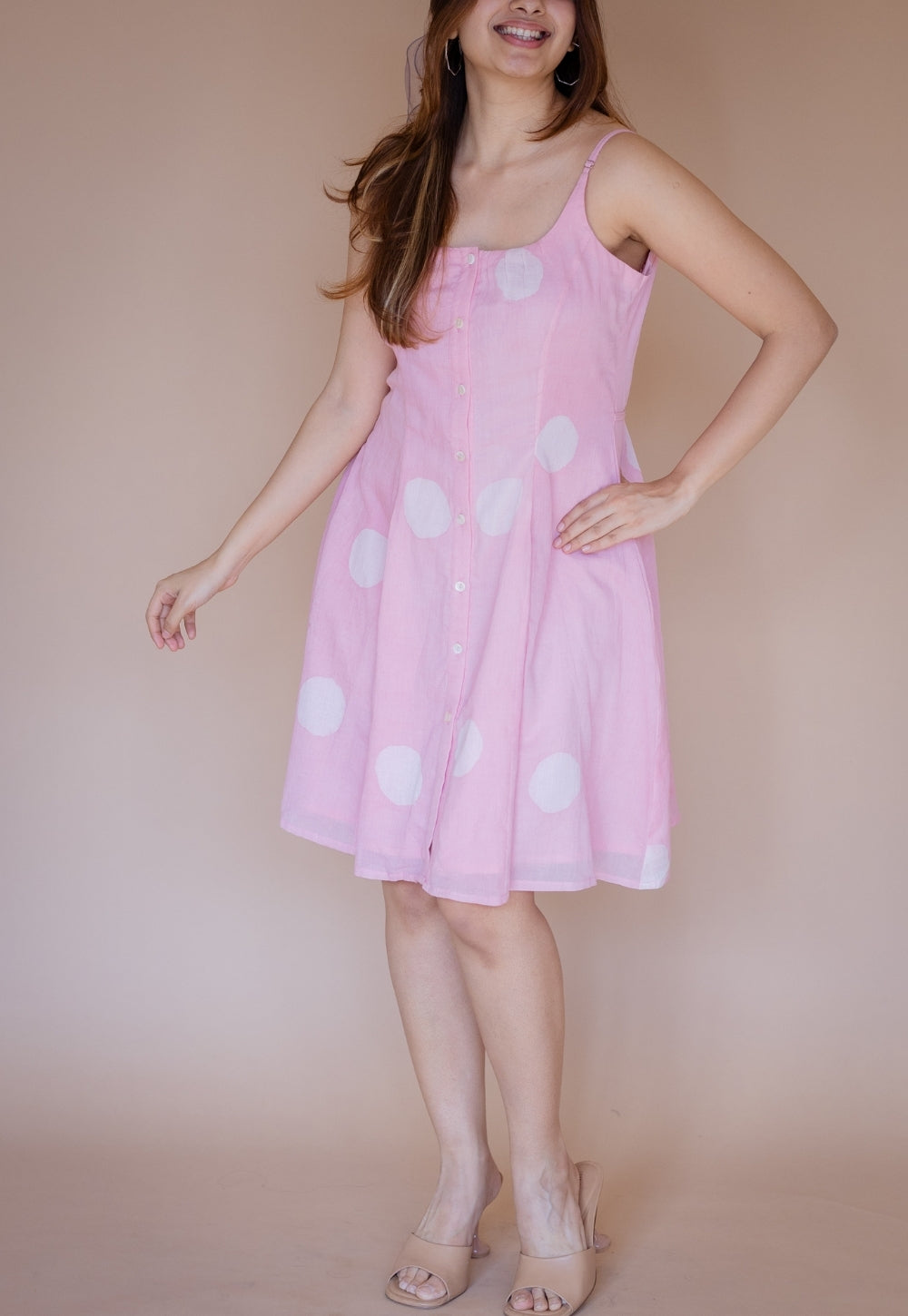 Afra Pink Batik MulMul A Line Dress