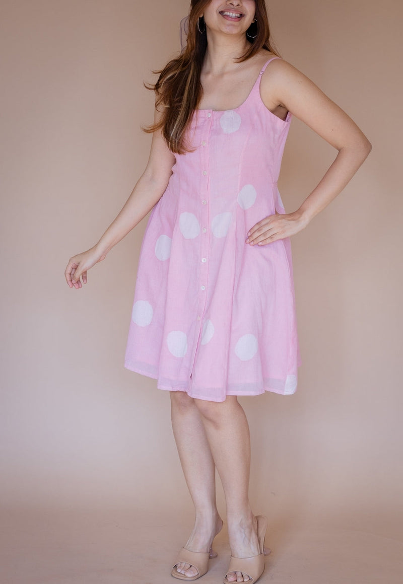 Afra Pink Batik MulMul A Line Dress
