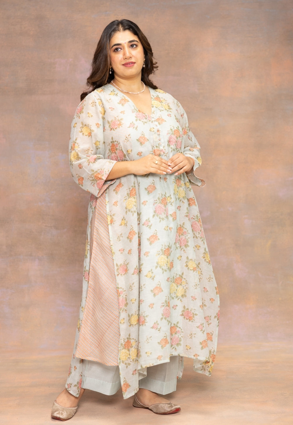Yashi Blue Solid Chanderi Silk Straight Pant
