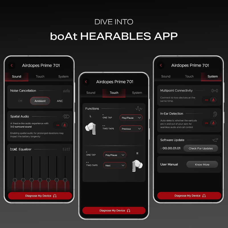 boAt boAt Airdopes Prime 701 ANC, 46dB Hybrid ANC, 50Hr Battery, Real Spatial Audio,Multidevice Connect,App Support, Bluetooth Earbuds, TWS Ear Buds Wireless Earphones with mic (Obsidian Black) Obsidian Grey - image 15