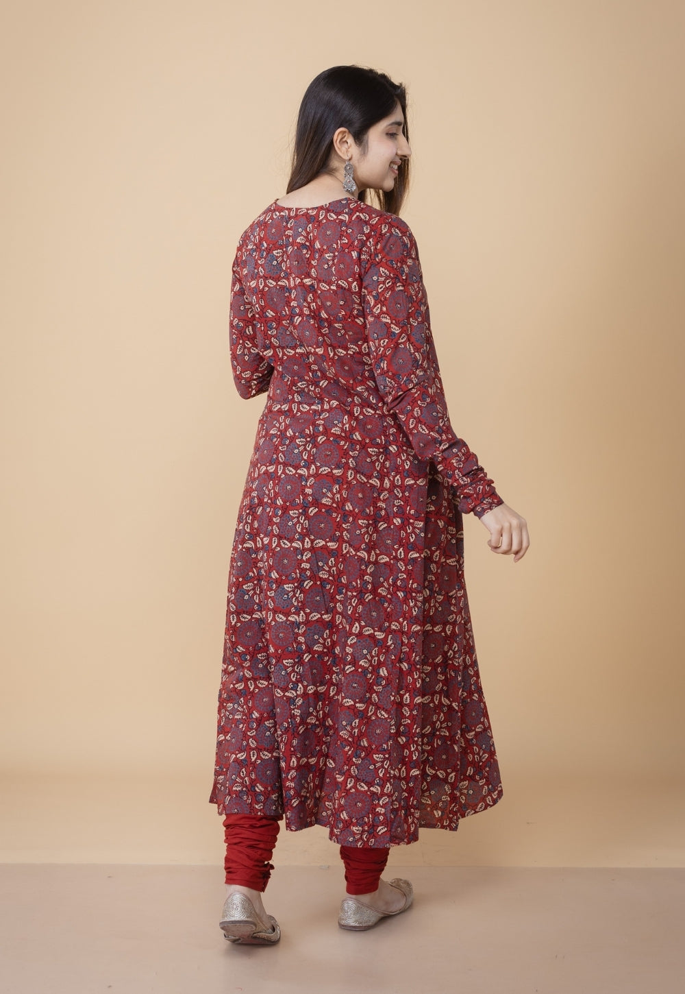 Shinat Red Ajrakh Cotton Jhabbha Kali Kurta