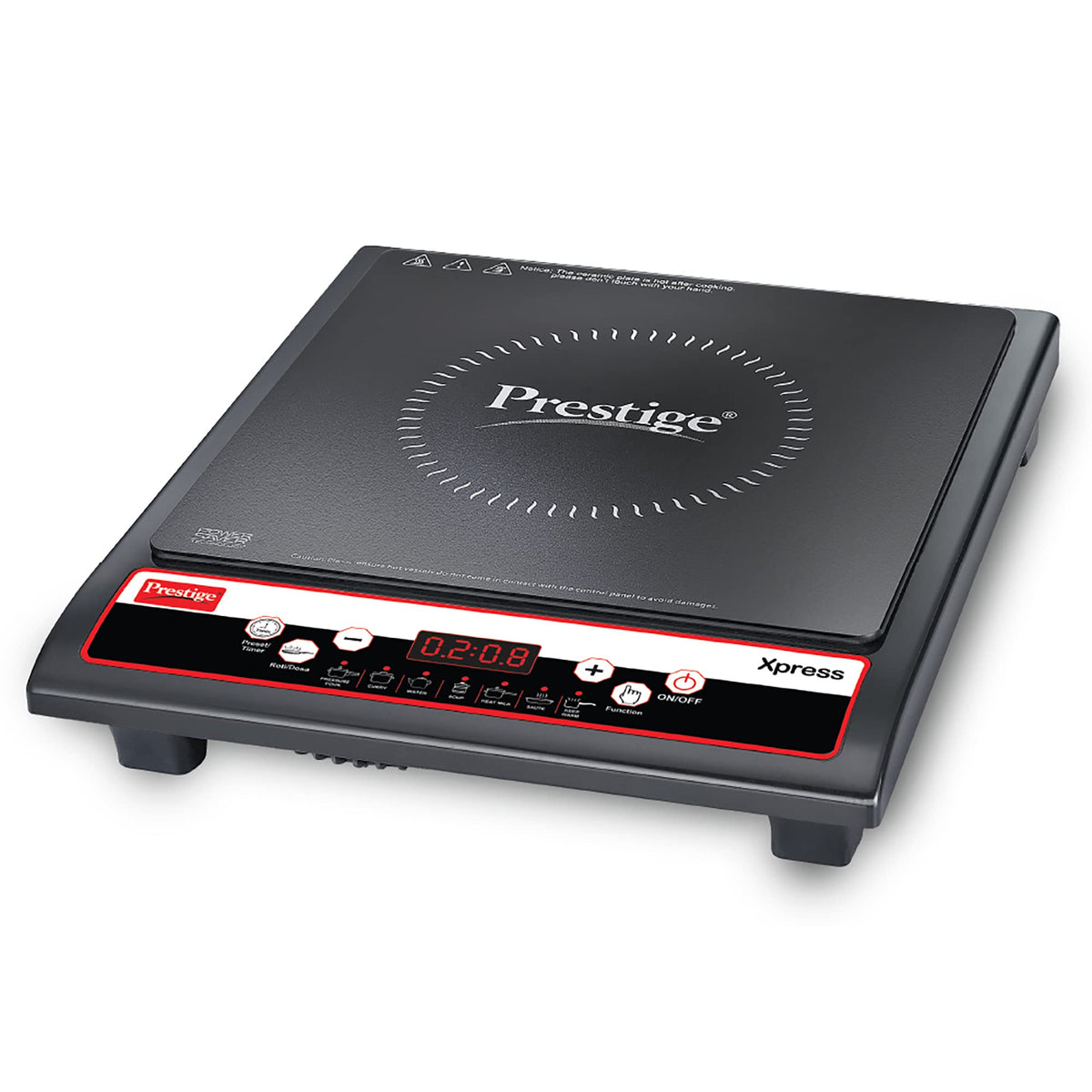 Prestige Prestige Xpress 1200W Induction Cooktop with Ceramic Plates, Black - image 1