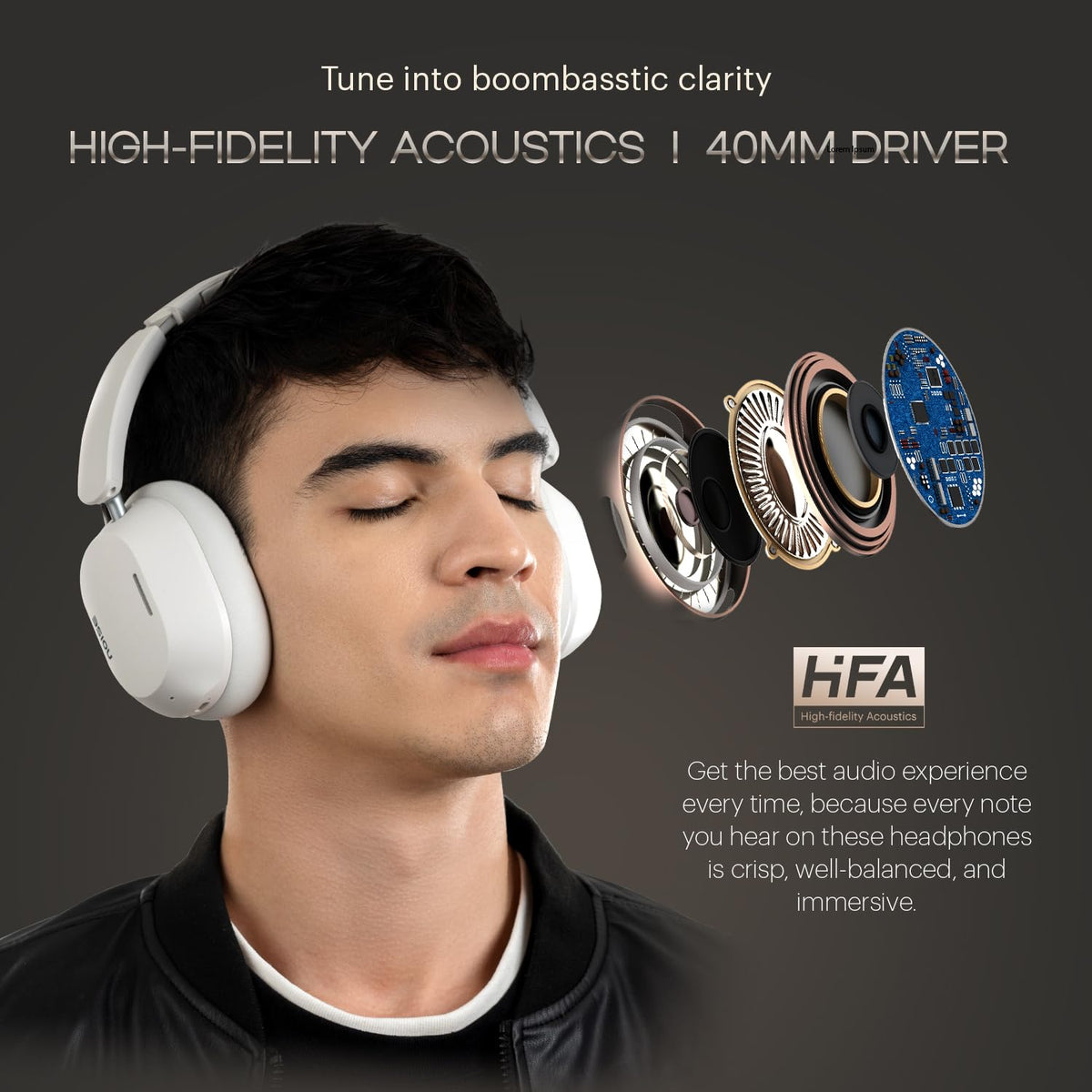 Noise Noise Airwave Max 5 Wireless Over-Ear Headphones with Adaptive Hybrid ANC (up to 50dB), HFA Tech, 80H Playtime, Dual Pairing(Carbon Black) Carbon Black - Airwave Max 5 - image 3