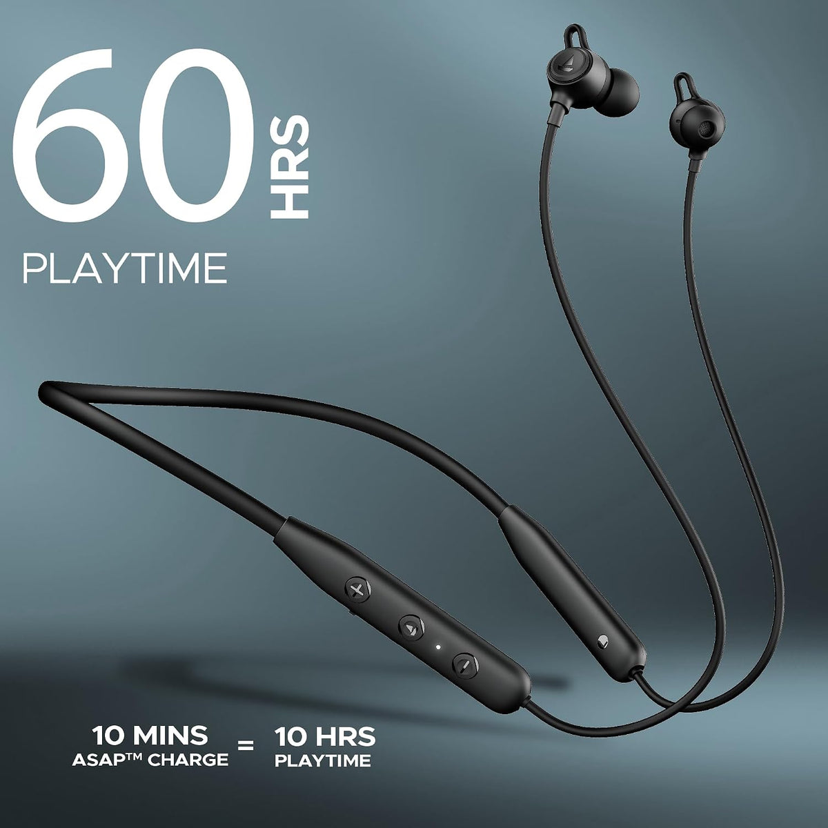boAt Rockerz 200, 40H Battery, Signature Sound, ENx Tech, Dual Pairing, 60 ms Low Latency, IPX5, ASAP Charge, Magnetic Buds, Bluetooth Neckband, Wireless with Mic Earphones (Active Black)
