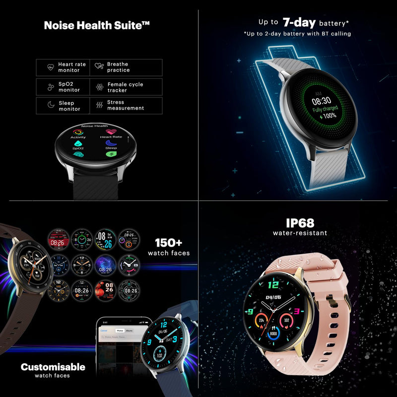 Noise Noise Vortex Plus 1.46 AMOLED Display, AoD, BT Calling, Sleek Metal Finish, 7 Days Battery Life, All New OS with 100+ Watch Faces & Health Suite (Jet Black) - image 5