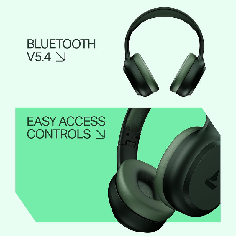 boAt Rockerz 421, 60H Battery, Low Latency(40Ms), 40Mm Drivers, ENx Tech, Stream Ad Free Music via App Support, Bluetooth Headphones, Wireless Over Ear Headphone with Mic (Sage Green)