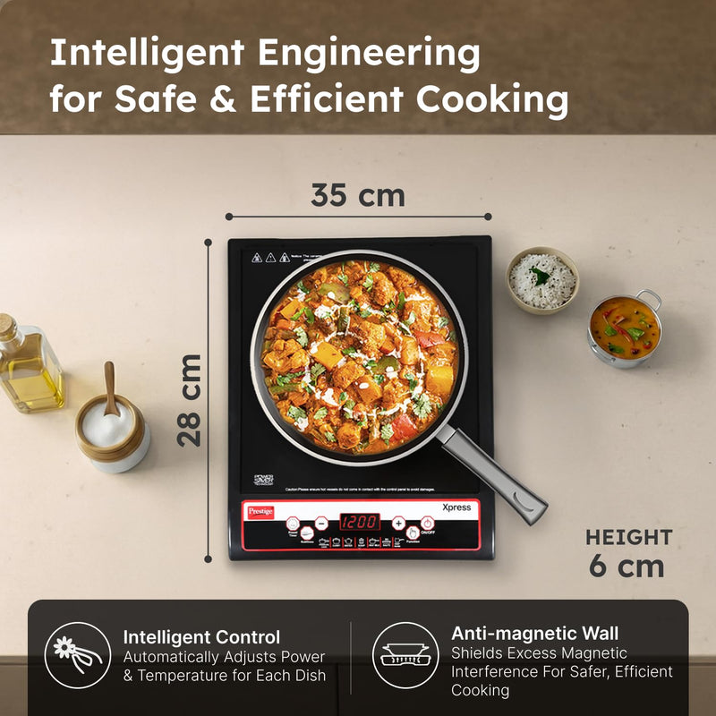 Prestige Prestige Xpress 1200W Induction Cooktop with Ceramic Plates, Black - image 7