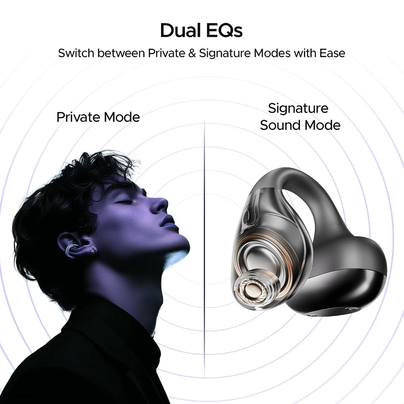 boAt Airdopes Loop OWS Earbuds w/Clip-On Fit, Air Conduction Tech, 50HRS Battery, 4Mics ENx, Dual EQ Modes, 12mm Drivers, 40ms Latency, ASAP Charge, OWS Ear Buds Earphones(Cool Grey)