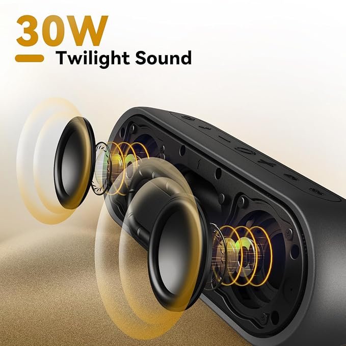 Tribit XSound Plus 2 30W 5.3 Bluetooth Wireless Speakers,Powerful Louder Stereo Sound with Bass-Enhanced XBass Function,IPX7 Waterproof,Built in Mic,150ft BT Range for Home/Outdoor,Black