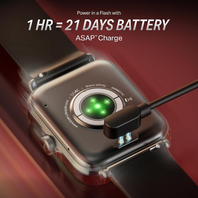 boAt Storm Infinity w/21 Days Extensive Battery Life, BT Calling, Huge 550mAh Battery, Fast Charge, 1.83” (4.65cm) Display, HR, SpO2 & Sleep Tracking, Smart Watch for Men & Women (Active Black)