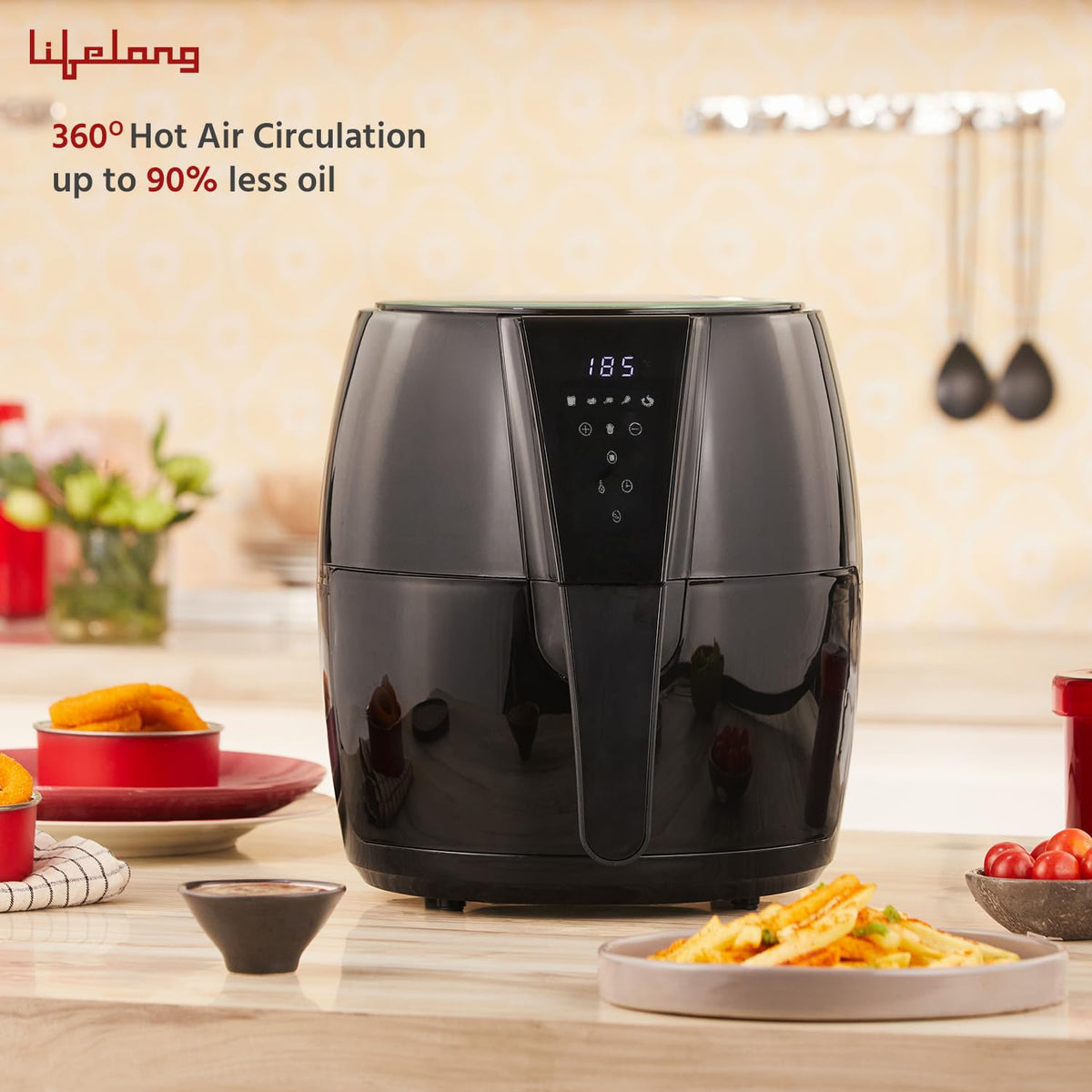 Lifelong Lifelong Air Fryer | 1 Year Warranty | 1350W, 4.2L, Digital with 6 Presets, Hot Air Circulation, Temperature & Timer Control, Up to 90% Less Oil Usage (LLHFD439, Black) - image 7