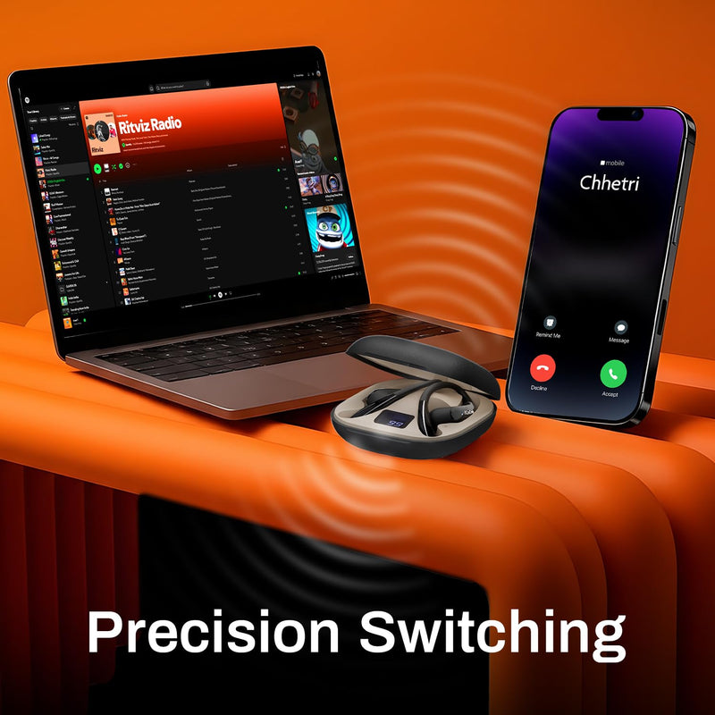 ACwO ACwO DwOTS Sense Pro Open-Ear Wireless Earbuds, Wide-Band up to ANC 42dB, Voice-First Mic System for Clear Calls, 45H Playtime, 12mm Drivers, Dual Connectivity, IPX5, Bluetooth v6.0 TWS (Black) - image 9