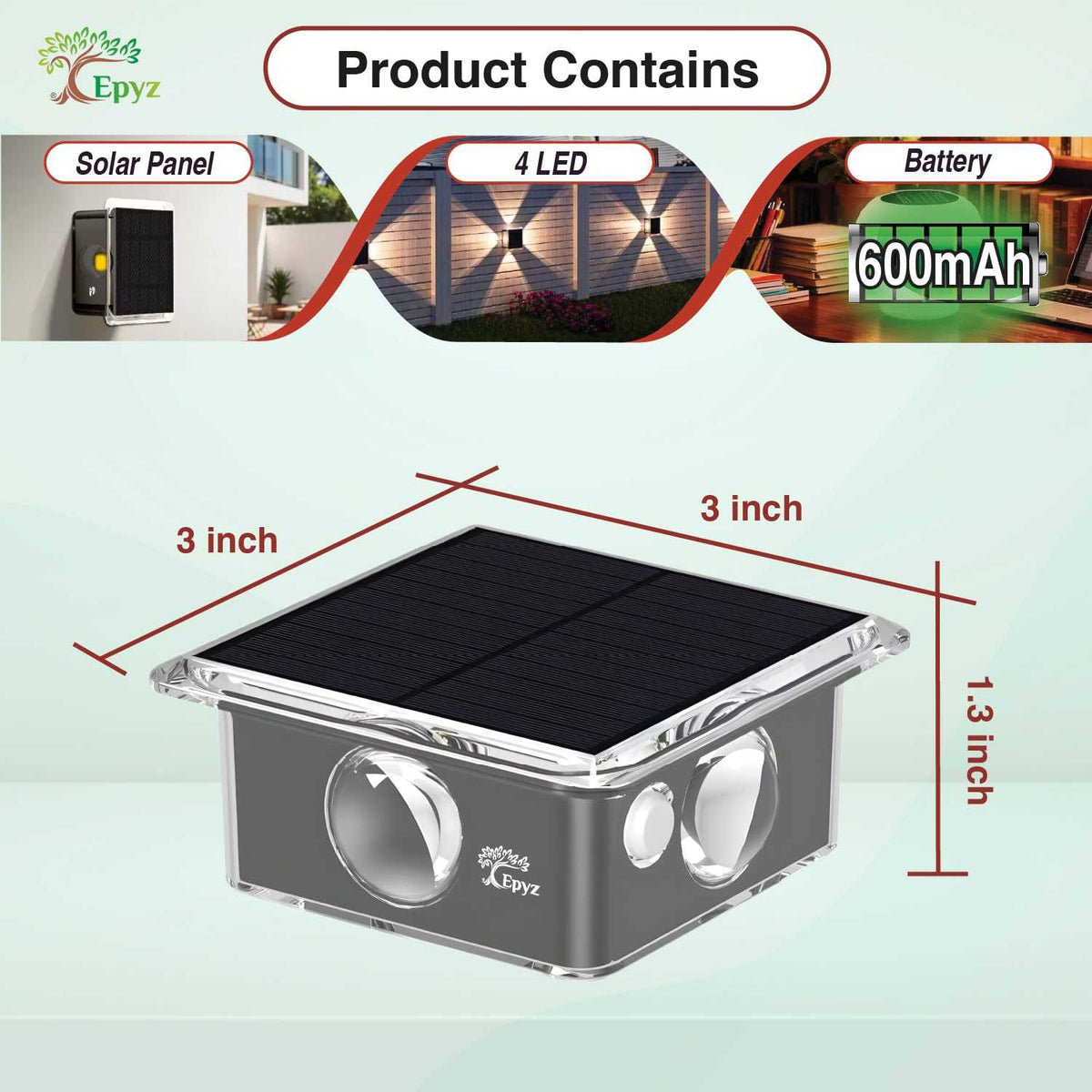 Solar Wall Light Outdoor 4 Side [ Multicolor, Pack of 1 ]