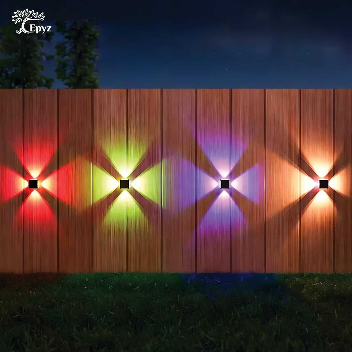 Solar Wall Light Outdoor 4 Side [ Multicolor, Pack of 1 ]