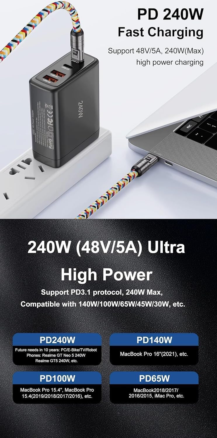 WISTAR 240W Type-C Phone Lanyard Charging Cable, Crossbody Hands-Free USB-C Fast Charging & 480Mbps Data Transfer for iPhone 15/16/17, Samsung S23-S26, Xiaomi, MacBook & All USB-C Devices - image 6