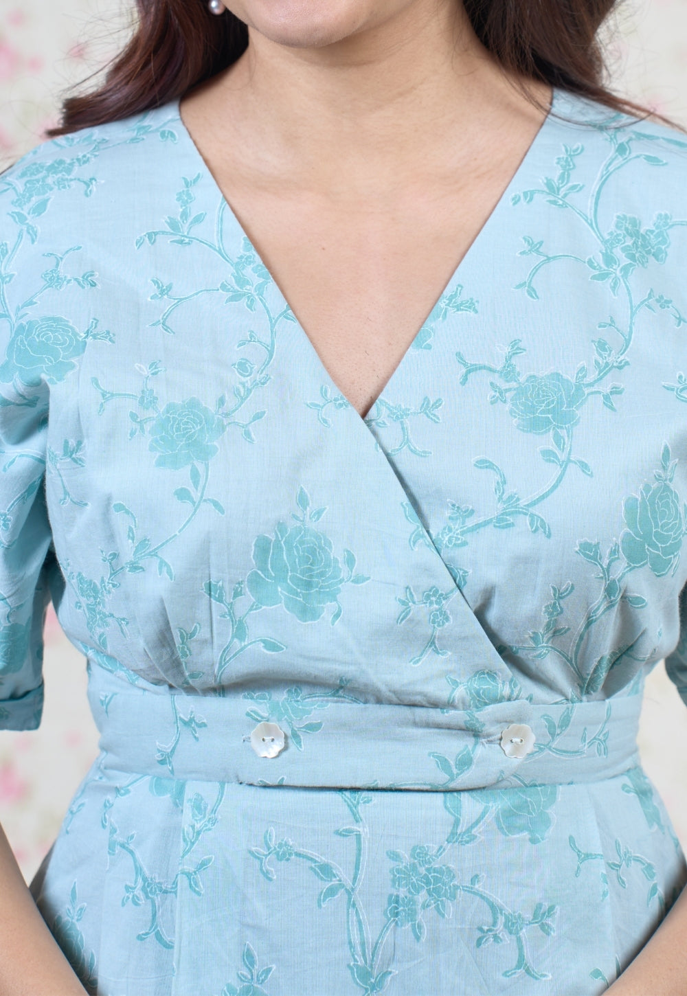 Clara Blue Sanganeri Mul Cotton A Line Dress