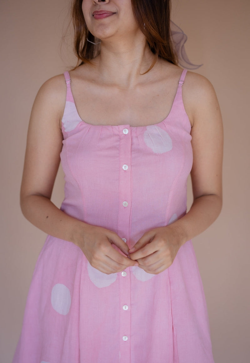 Afra Pink Batik MulMul A Line Dress