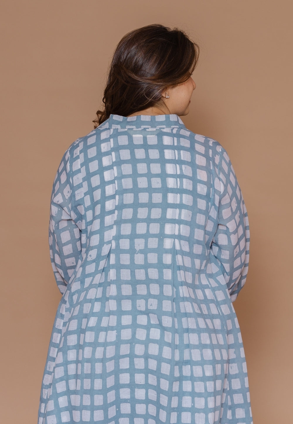 Safiya Blue Batik MulMul A Line Dress with Slip