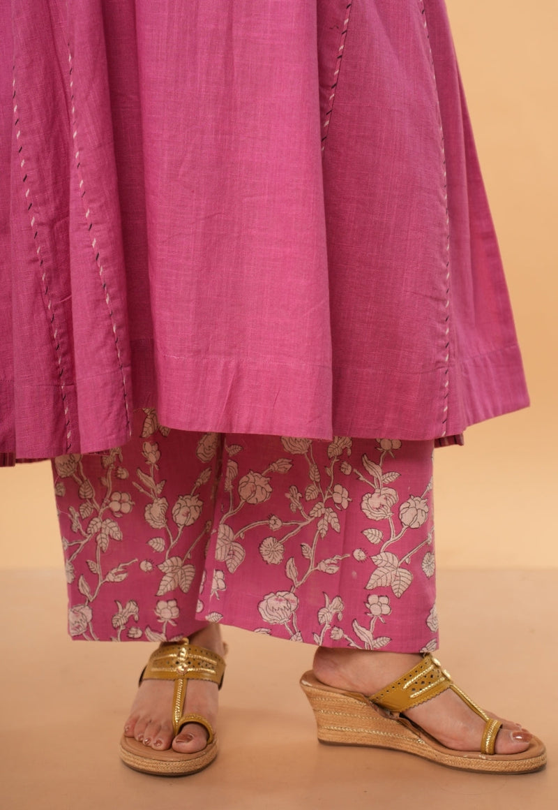 Norah Pink Dabu Slub Cotton Palazzo