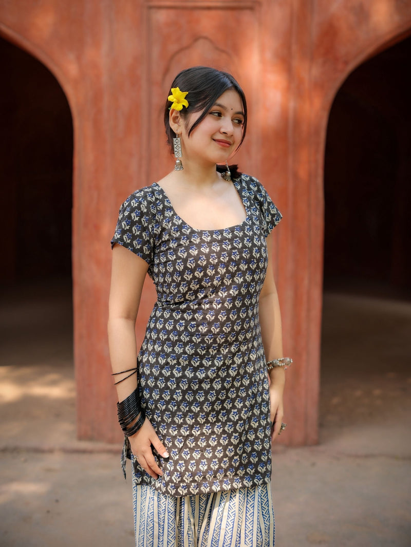 Moon Heer Black & Blue Farshi Salwar Set with Dupatta