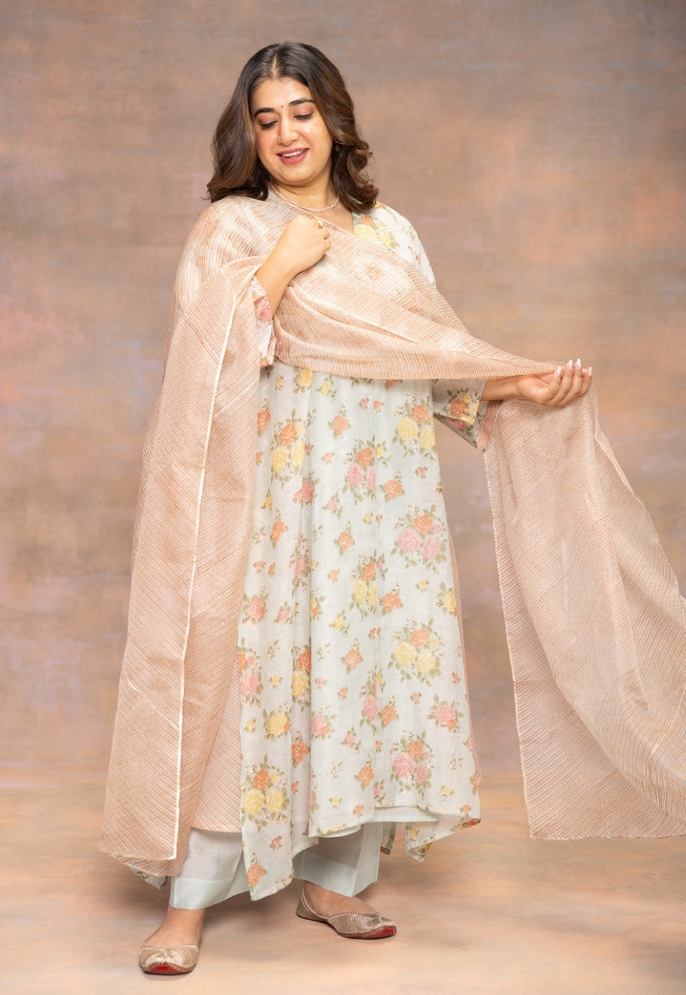 Yashi Blue Solid Chanderi Silk Straight Pant