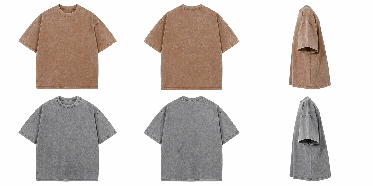 240 GSM Heavyweight Oversized Acid Washed Pack of 3 Black, Sand & Grey