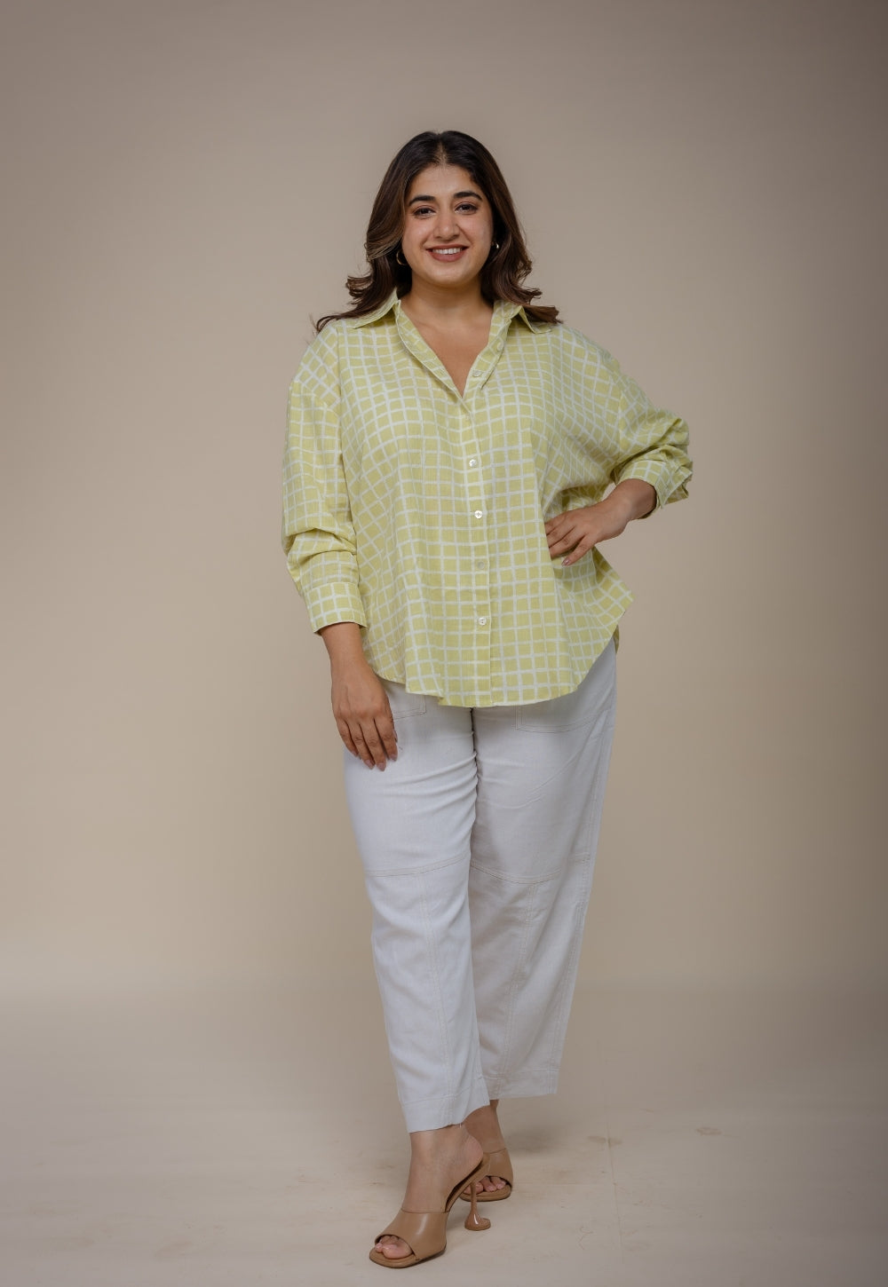 Ruhi Green Hand Block Print Slub Cotton Anti-Fit Shirt