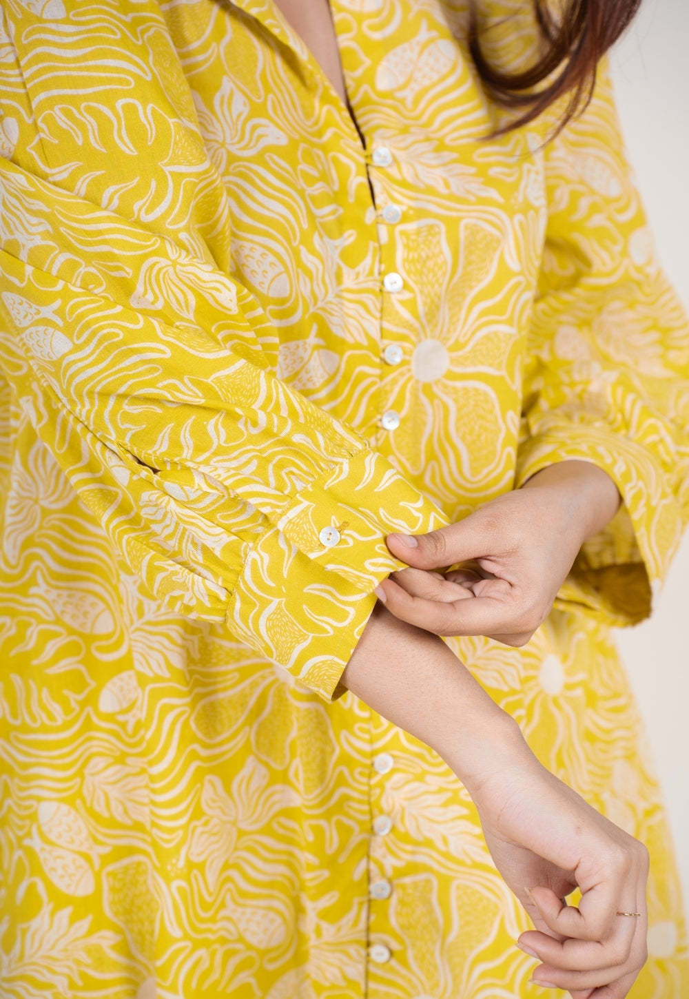 Akira Bright Yellow Printed Mul Straight Kurta