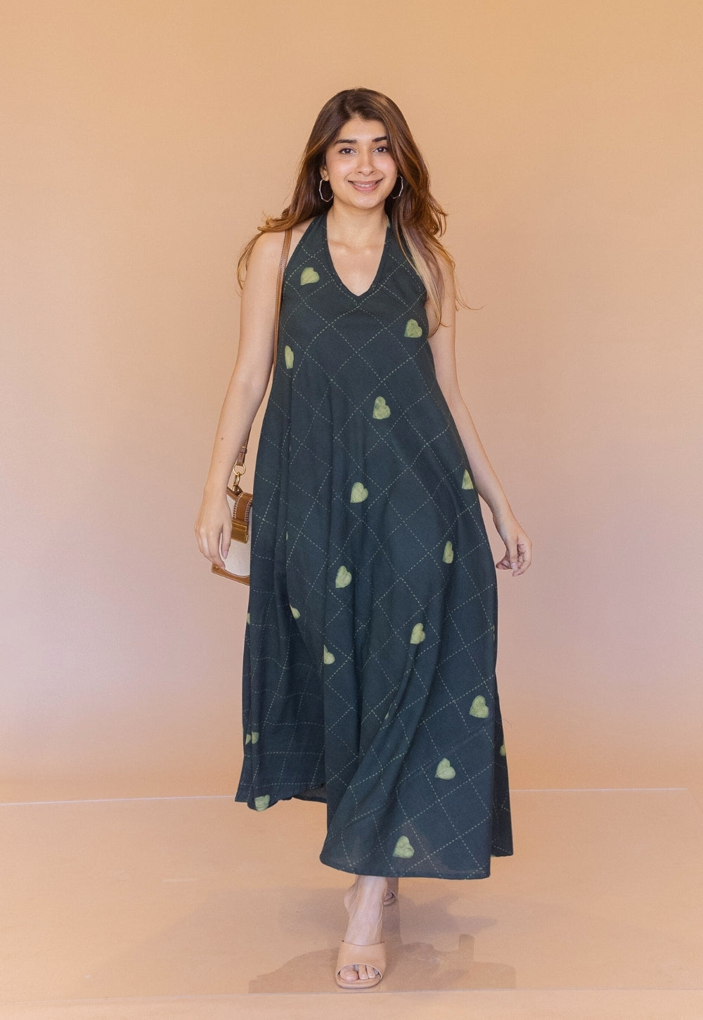 Tashi Green Dabu Cotton A Line Dress