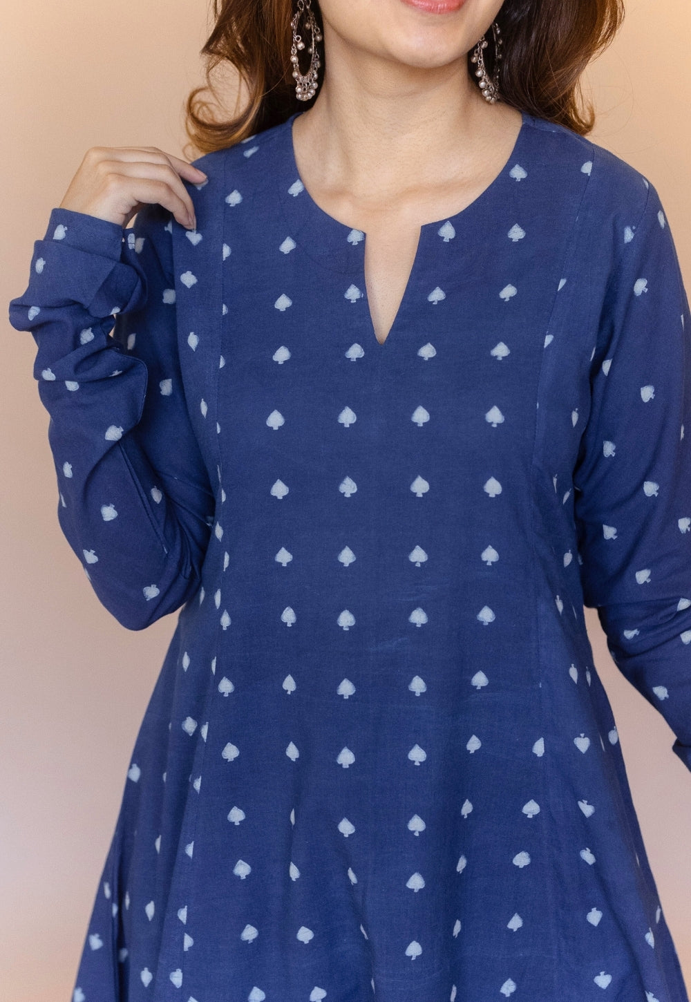 Shinat Blue Dabu Cotton Kali Kurta