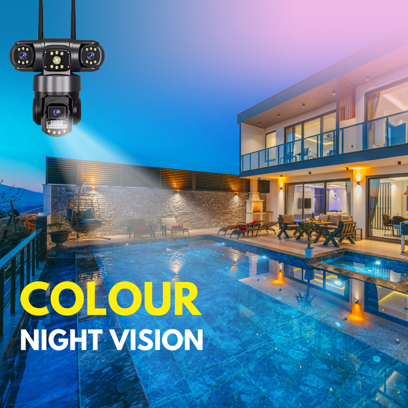 Maizic Smarthome Batman Black 3-in-1 WiFi CCTV Camera | Triple Lens & 3 Screen View | 360° PTZ + Dual 180° Side Cameras | AI Human Detection | Color Night Vision | Two-Way Audio | Home Security Camera