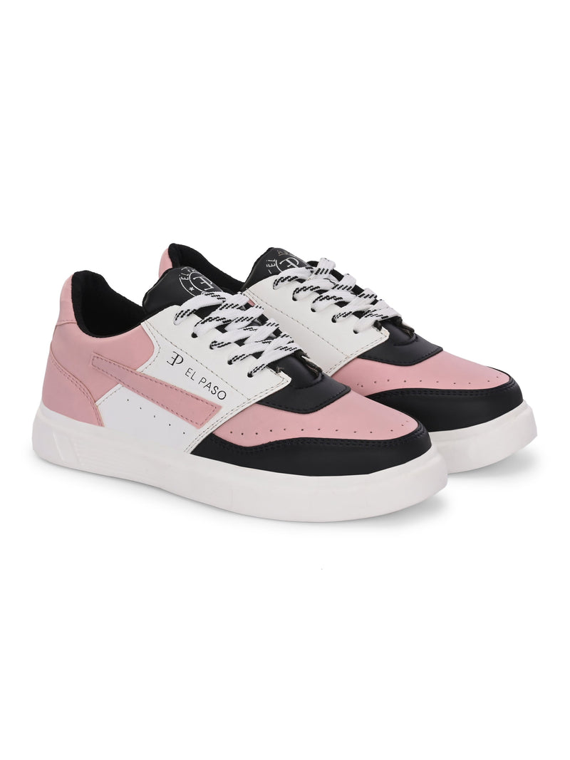 EL PASO Faux Leather Casual Lace Up Sneakers For Women-26