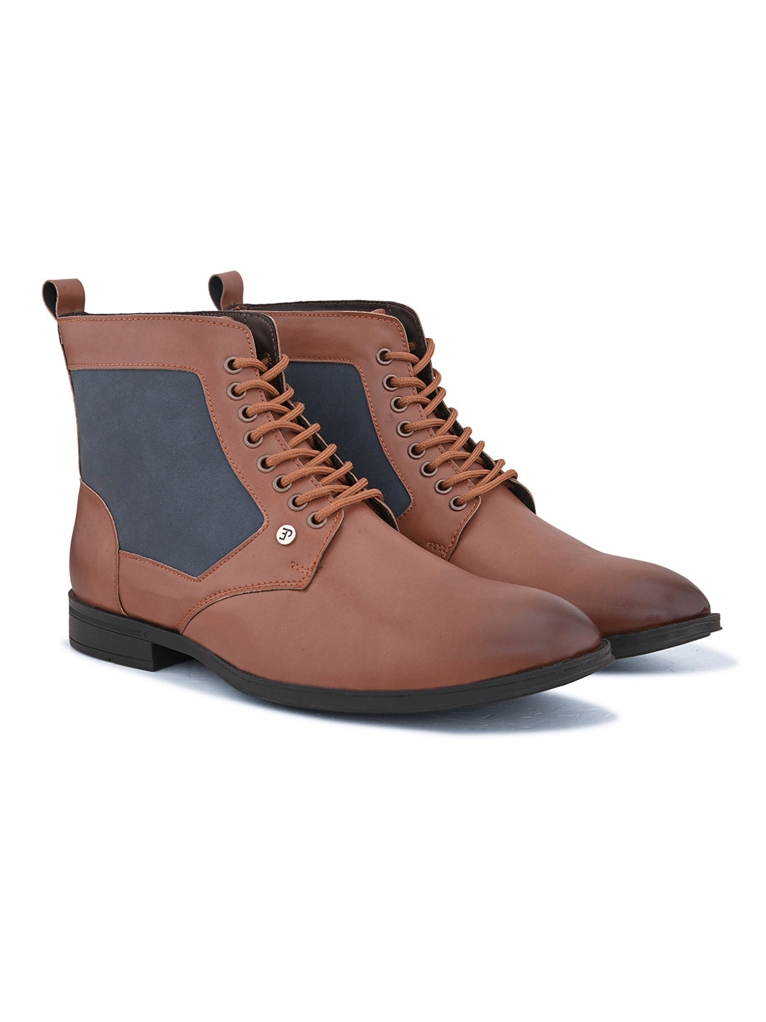 EL PASO Men Tan Faux Leather Casual Lace Up Boots-6
