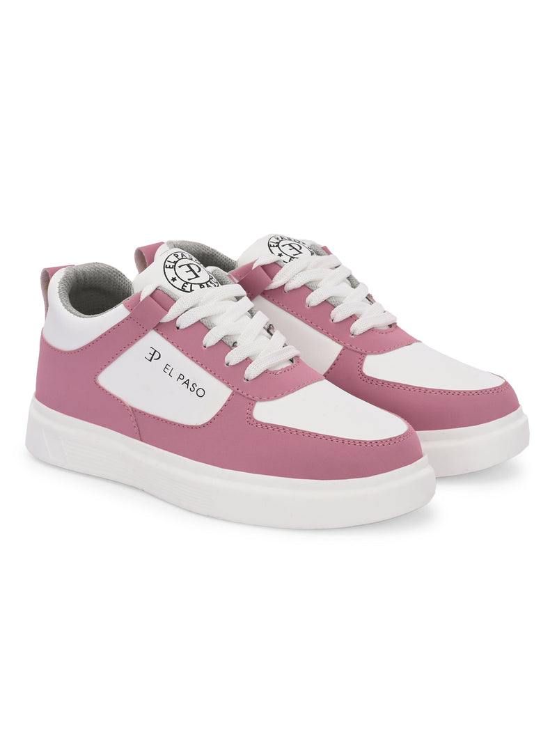 EL PASO Faux Leather Casual Lace Up Sneakers For Women-26