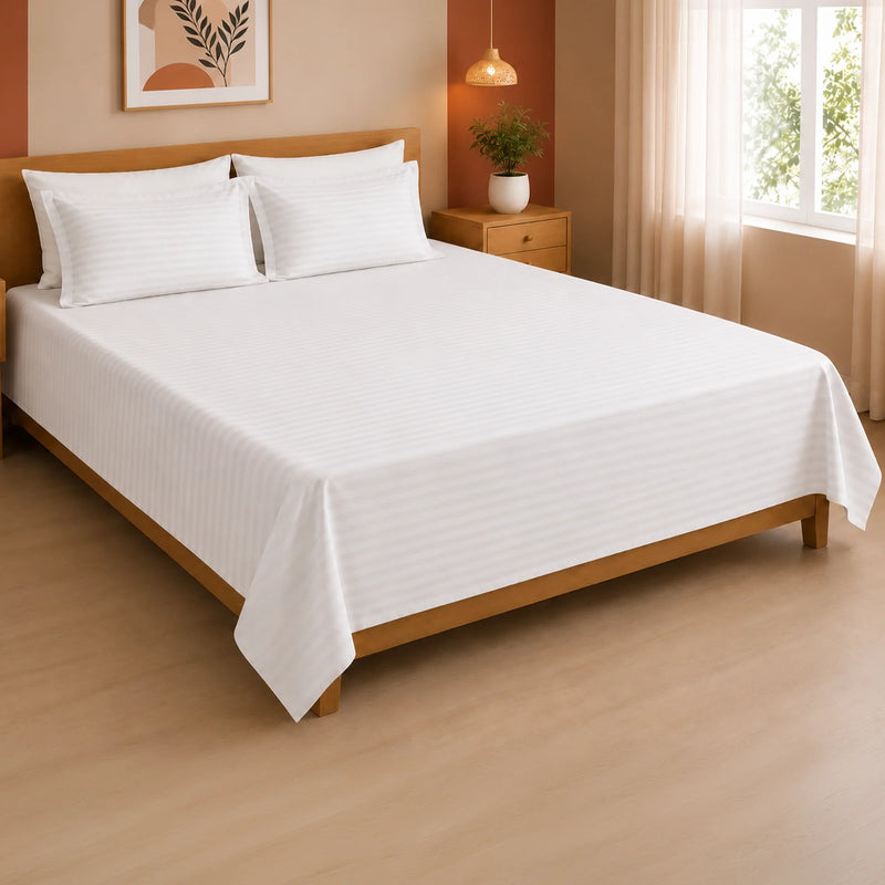 Breton Nap - Satin Stripes Bedsheet (White)-7