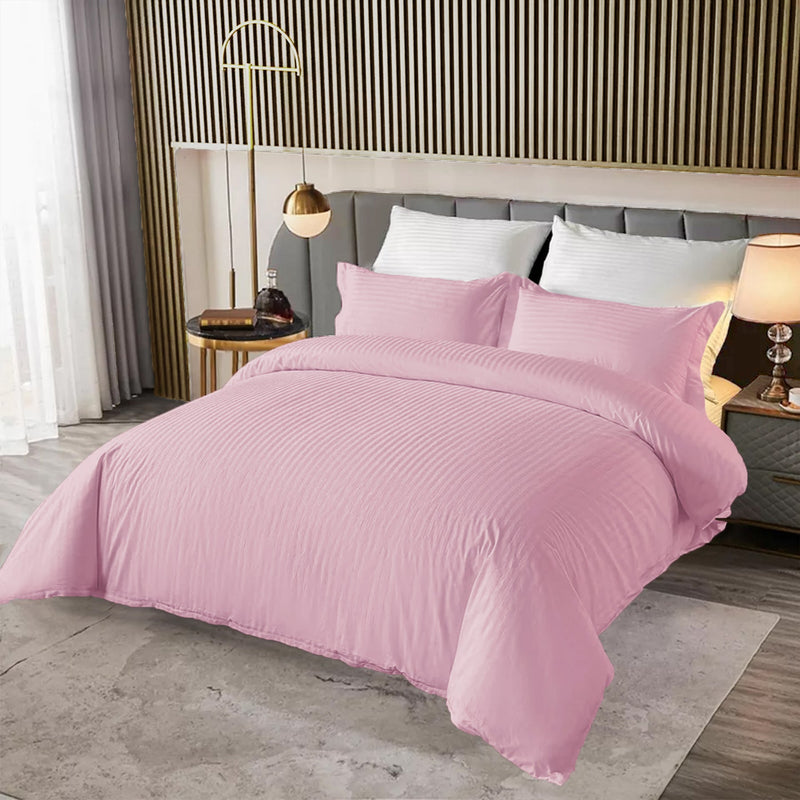 Breton Mellow - Satin Striped Duvet Cover (Pink)-7