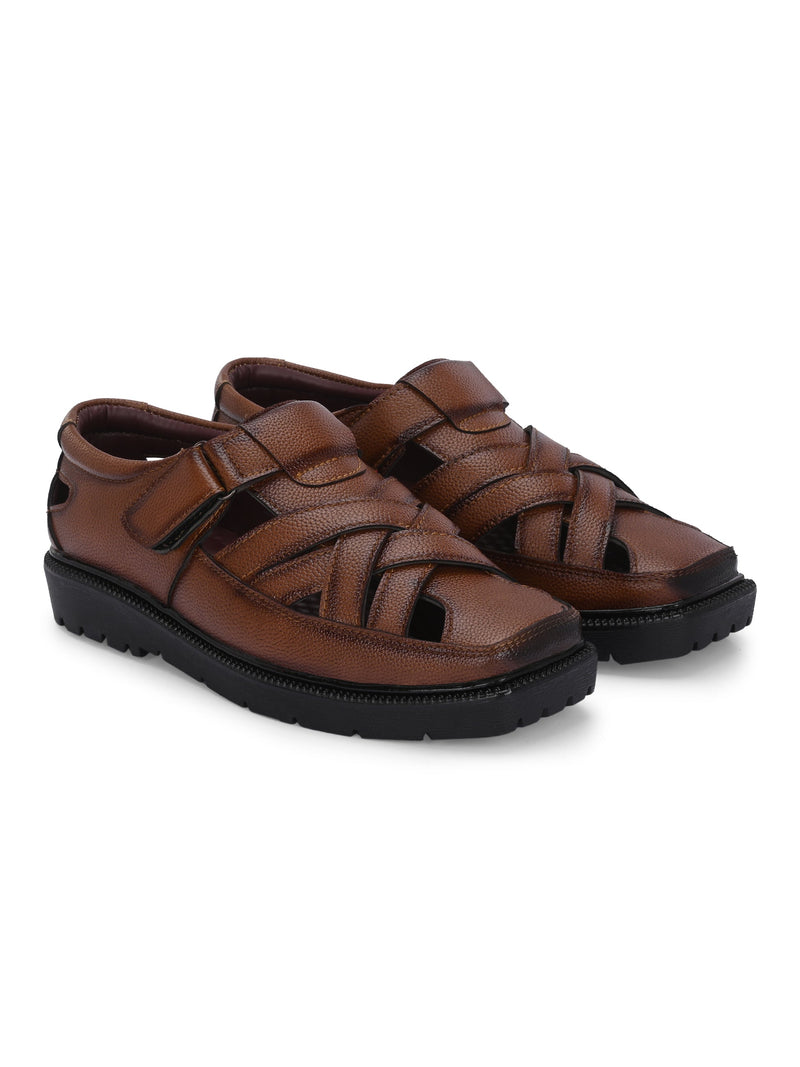 Men Shoe-Style Faux Leather Casual Slip On Sandals-11