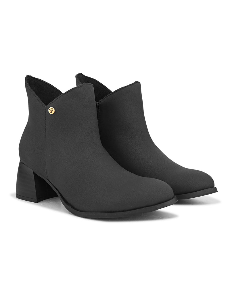 EL PASO Women Black Faux Leather Casual Chelsea Boots-6