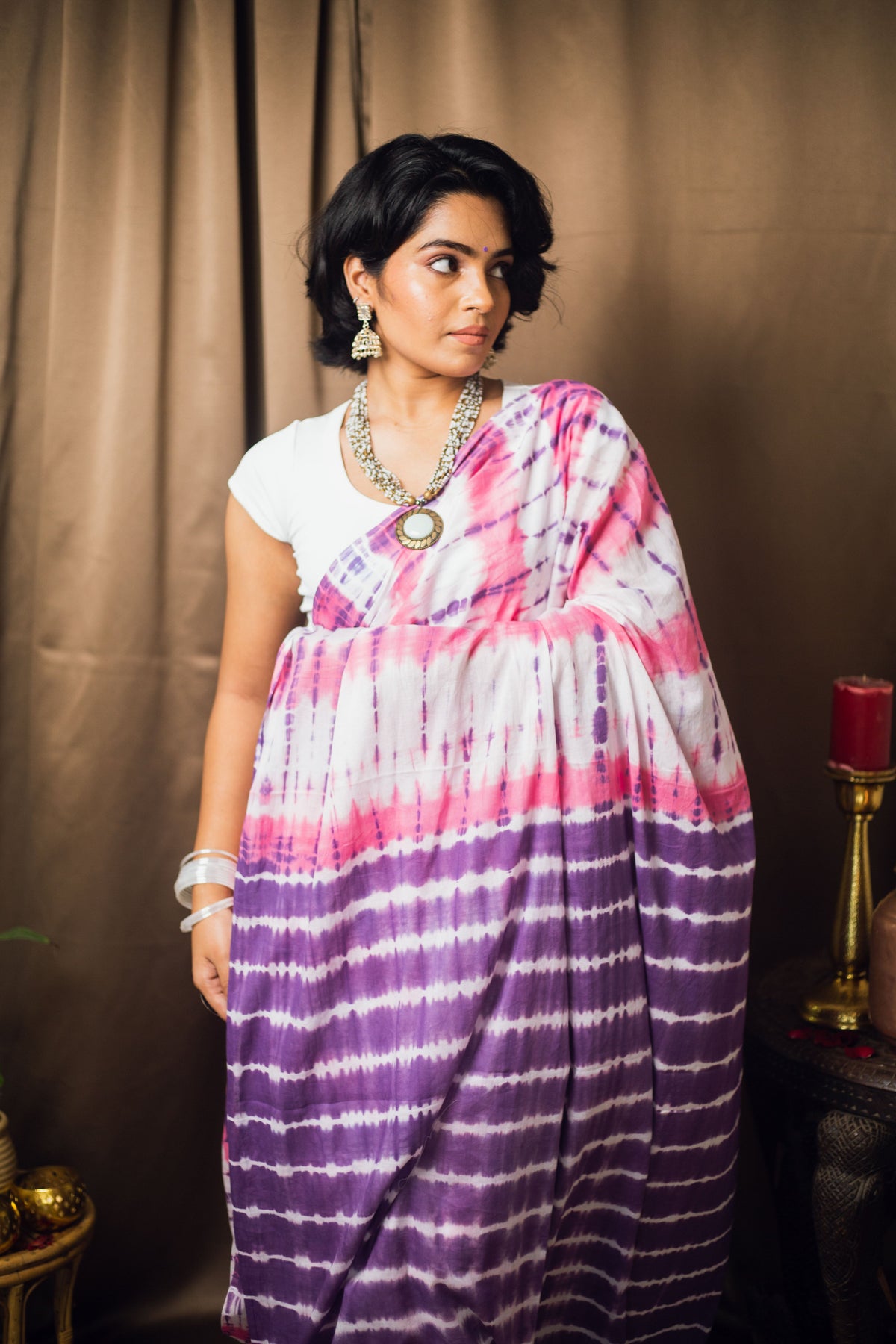 Cotton Mul Tie Dye Saree Berry Bloom-7