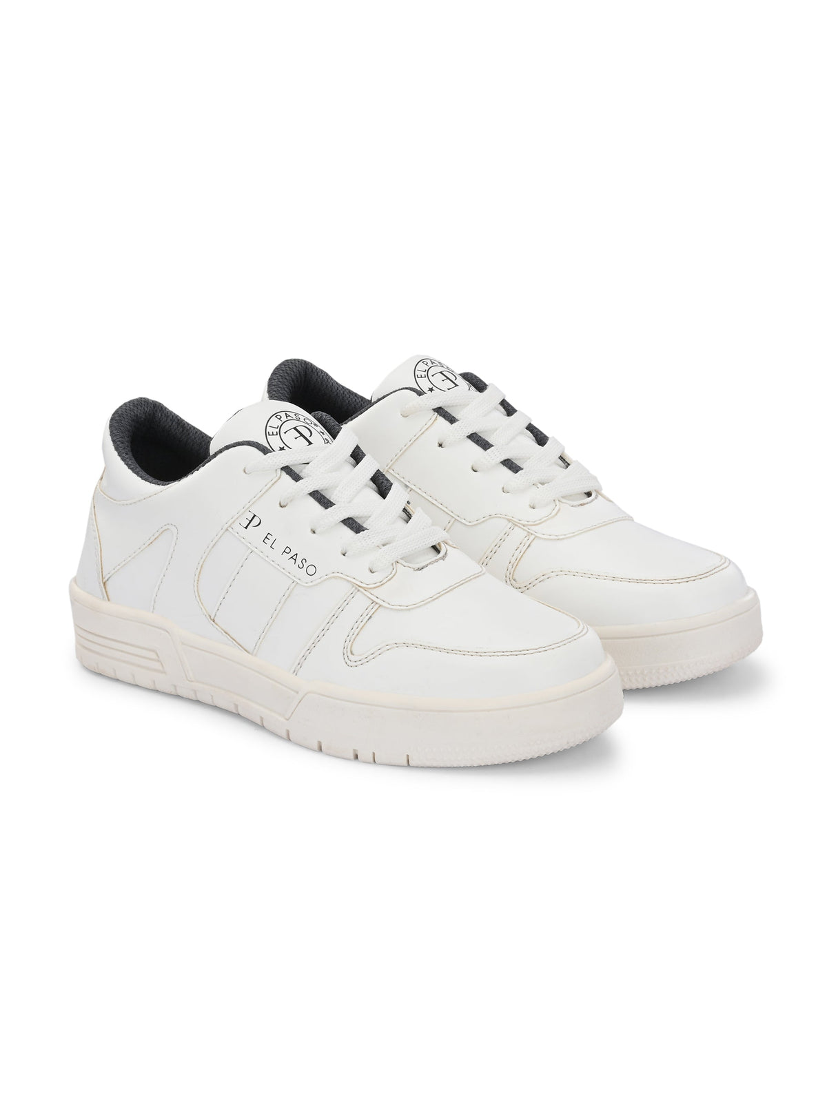 White Lace-Up Platform Heel Sneakers 