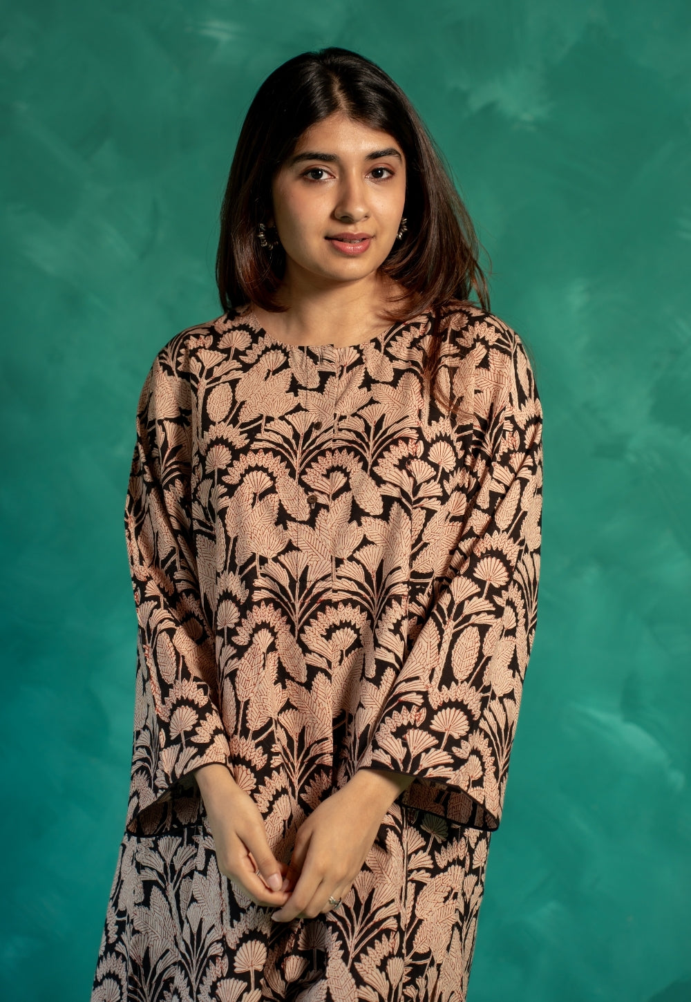 Kaaya Black Bagru Cotton Straight Co-Ord Set