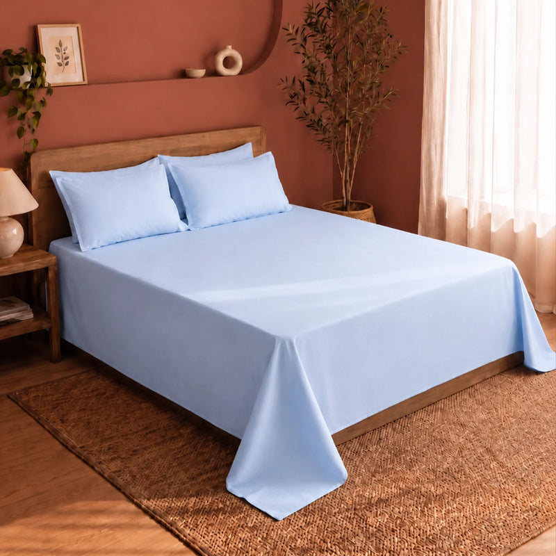 Fort Nightingale - Solid Bedsheet (Sky Blue)-7