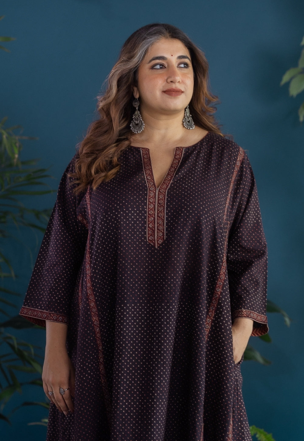Lysa Black Ajrakh Cotton Jhabbha Kali Kurta