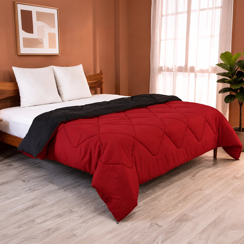 Fort - Reversible Duvet Comforter (Black & Maroon)-7