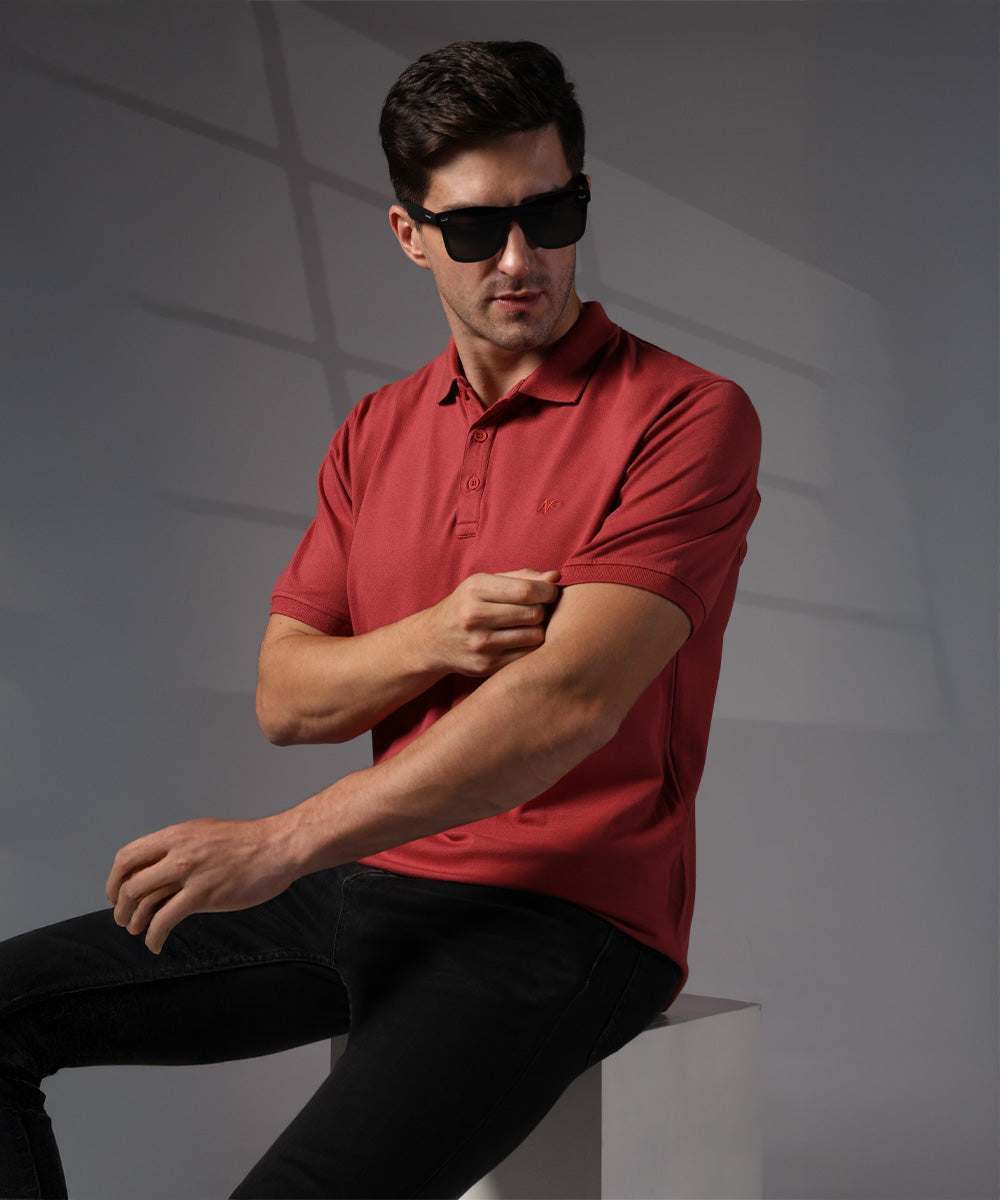 Naturefab Men’s Organic Bamboo Polo Tshirt Earth Red-7